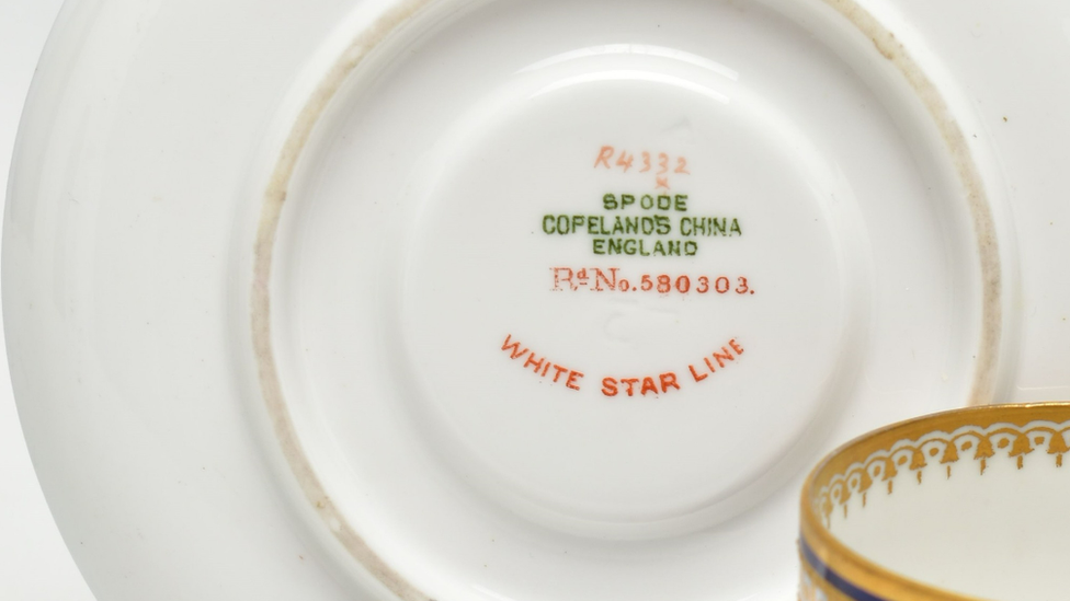 Cup and saucer marked "White Star Line"