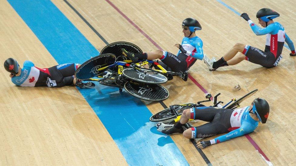 Huge crash damages track at World Championships