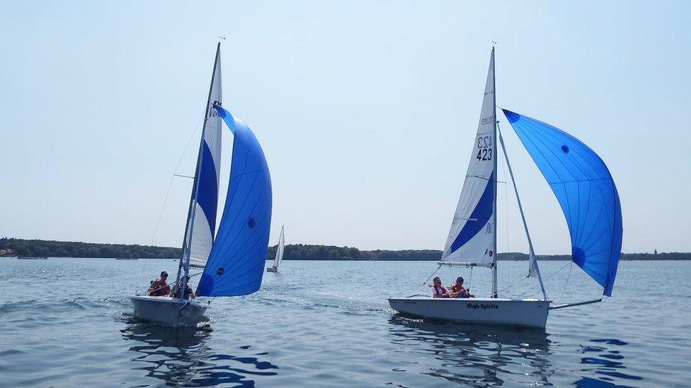 Hanningfield Sailability Club boats at Hanningfield Reservoir