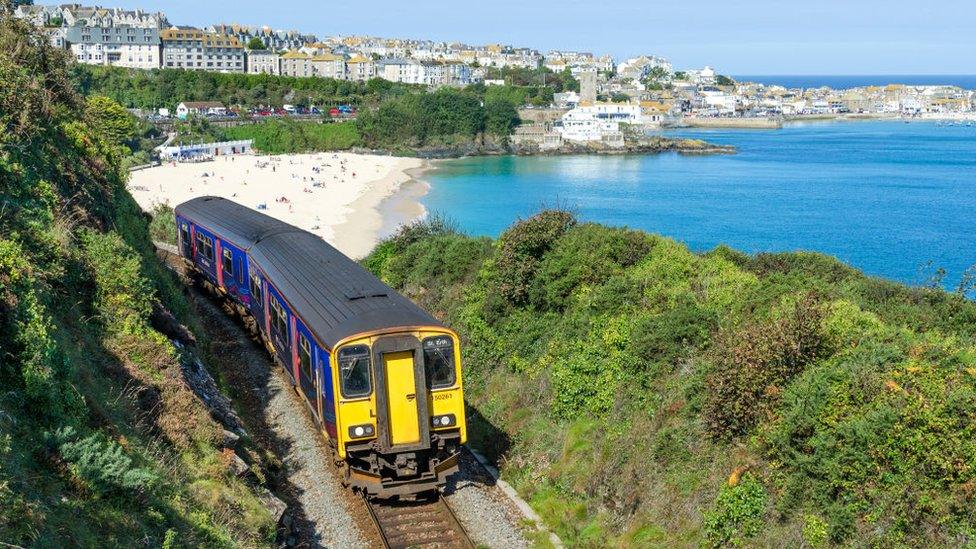 Coastal rail line in Cornwall