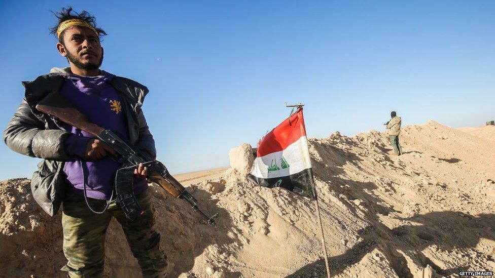 A Popular Mobilisation fighter on the outskirts of Tal Afar