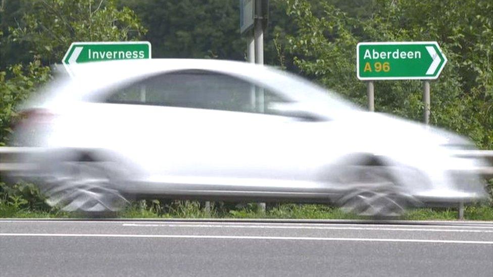 A96 Inverness and Aberdeen signs