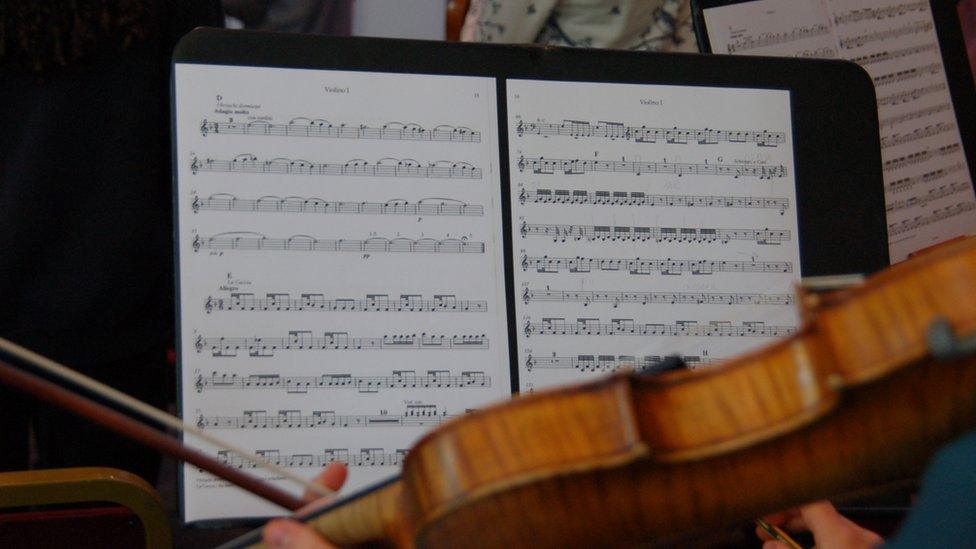 Sheet music on stand