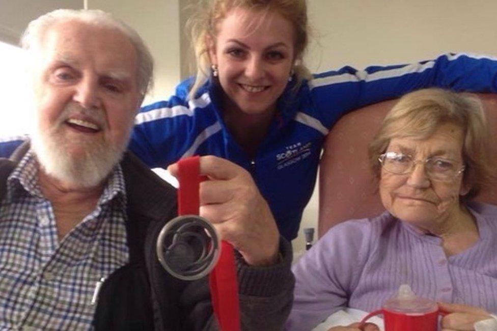 Stephanie Inglis and her grandparents after the Commonwealth Games