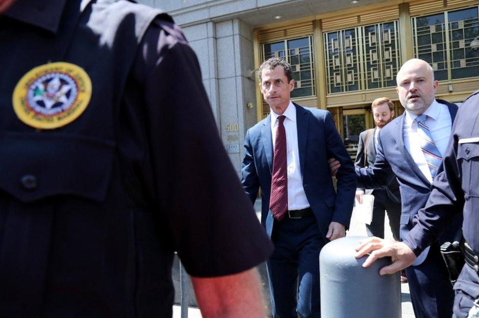 Weiner leaving court after the plea deal was reached