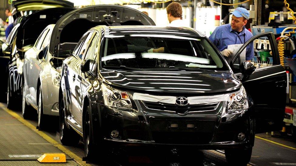 Toyota Avensis rolling off the assembly line at the company's Burnaston Plant in Derbyshire