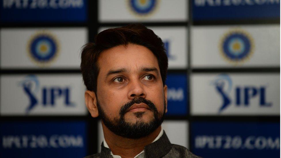 Board of Control for Cricket in India (BCCI) President Anurag Thakur looks on as he speaks during a press conference in New Delhi on September 18, 2016.