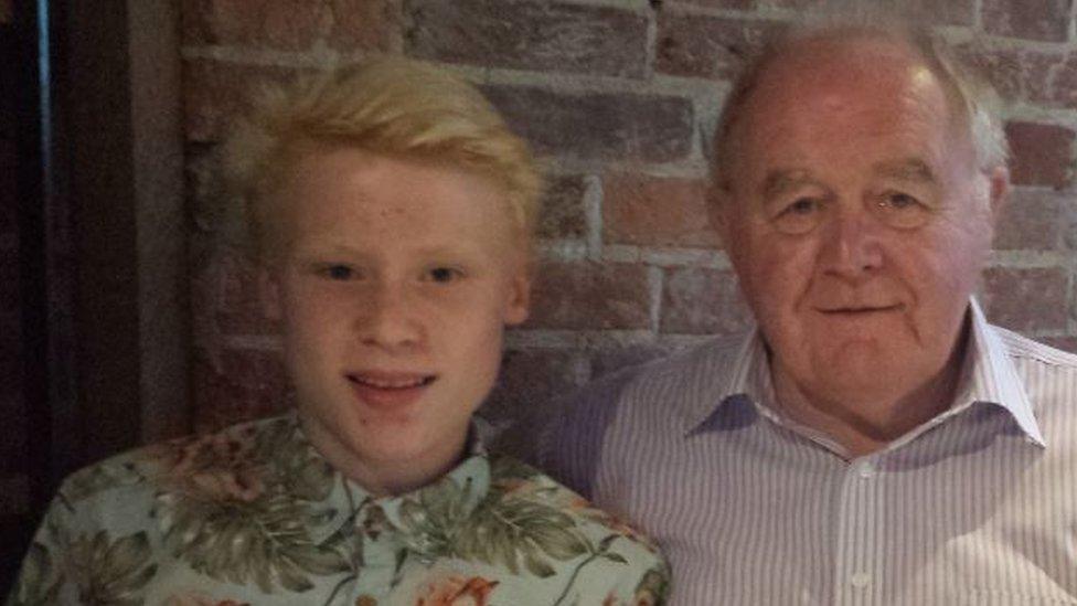 Will Hallett with his grandfather, Barry Hearnshaw