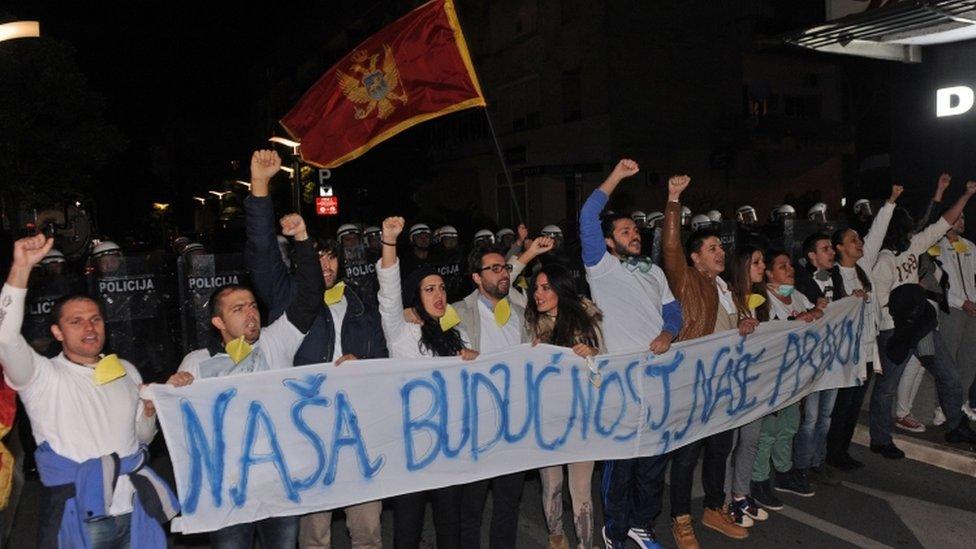 Anti-government protesters, Podgorica, 24 October 2015