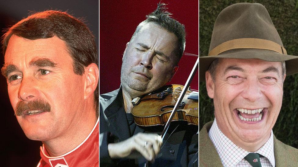 Nigel Mansell, Nigel Kennedy and Nigel Farage