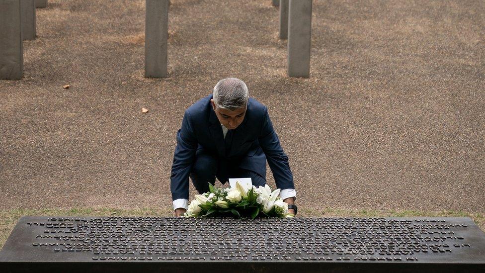 Sadiq Khan at the 7/7 memorial in Hyde Park