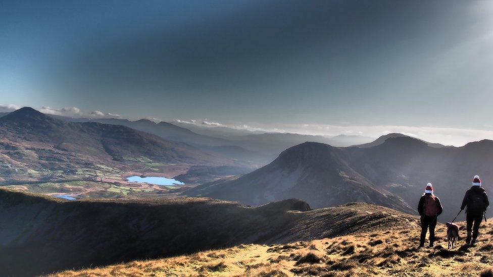 Mel Garside was feeling festive on this walk at Mynydd Mawr, Snowdonia