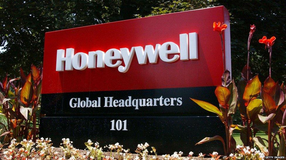 Honeywell global headquarters sign in the US