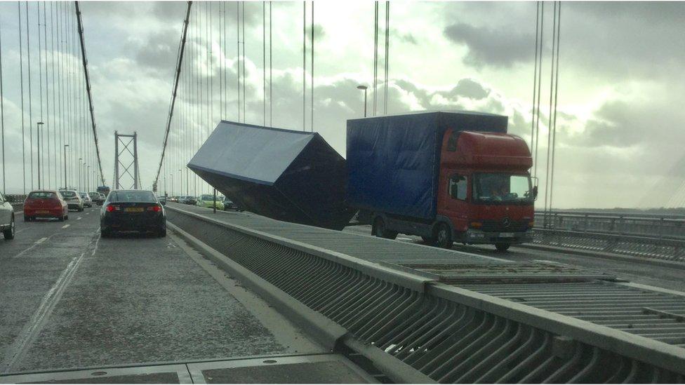 truck on Forth Road Bridge