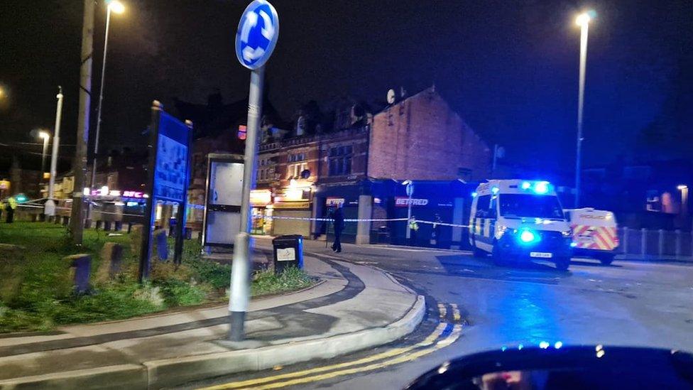 Officers at the scene in Top Moor Side in Holbeck on 28 September