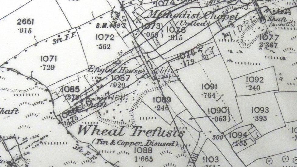 Map of mineshafts from 1880