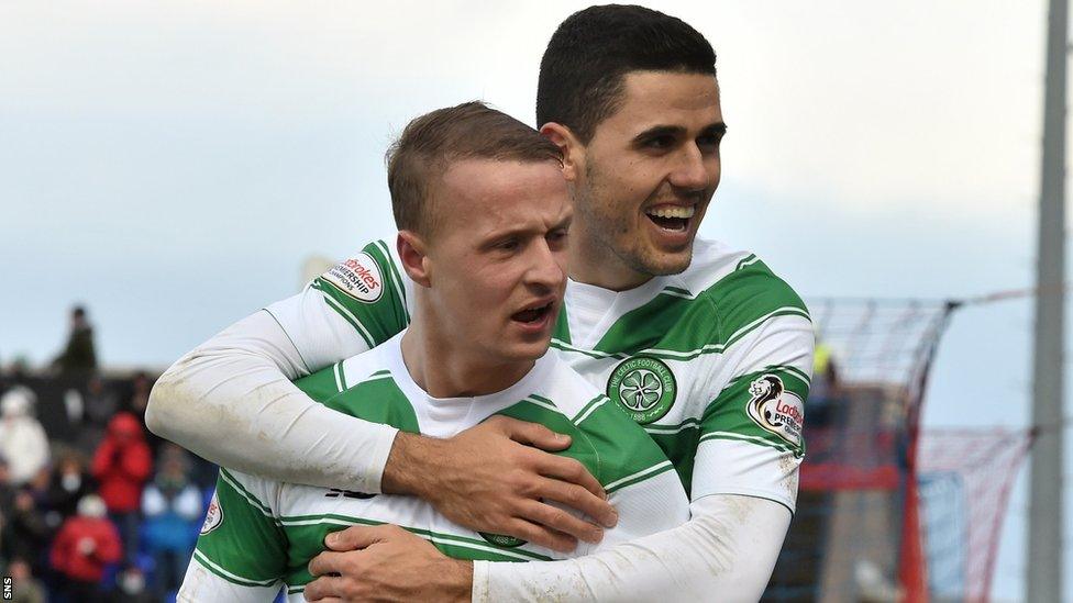 Celtic players Leigh Griffiths and Tom Rogic