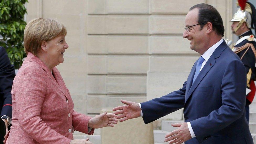 French President Francois Hollande and German Chancellor Angela Merkel