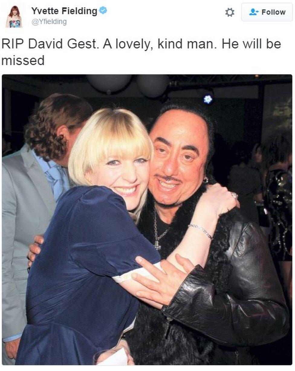 Yvette Fielding: RIP David Gest. A lovely, kind man. He will be missed