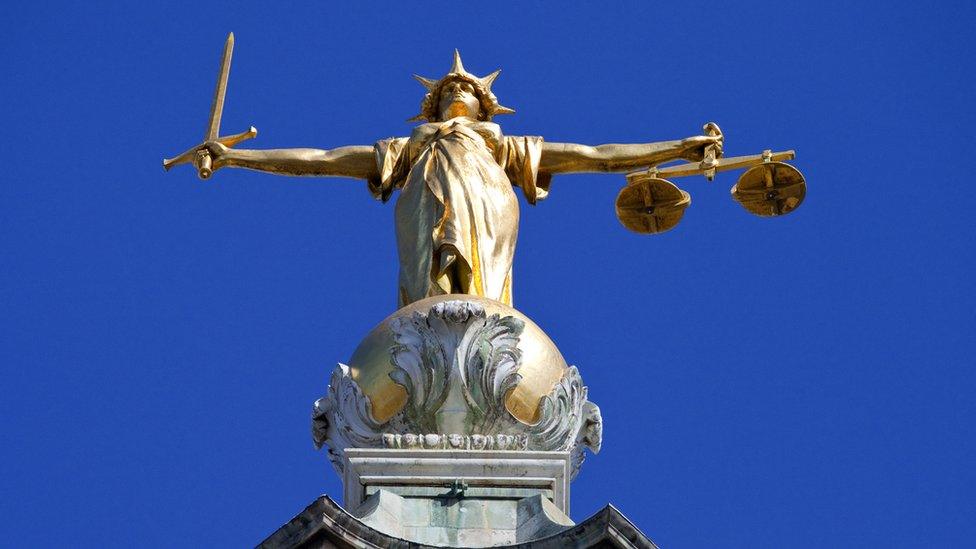 Stock pic of figure of justice on top of the Old Bailey in central London