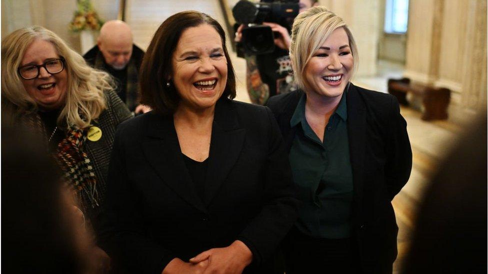 Sinn Fein's Mary Lou McDonald and Michelle O'Neill