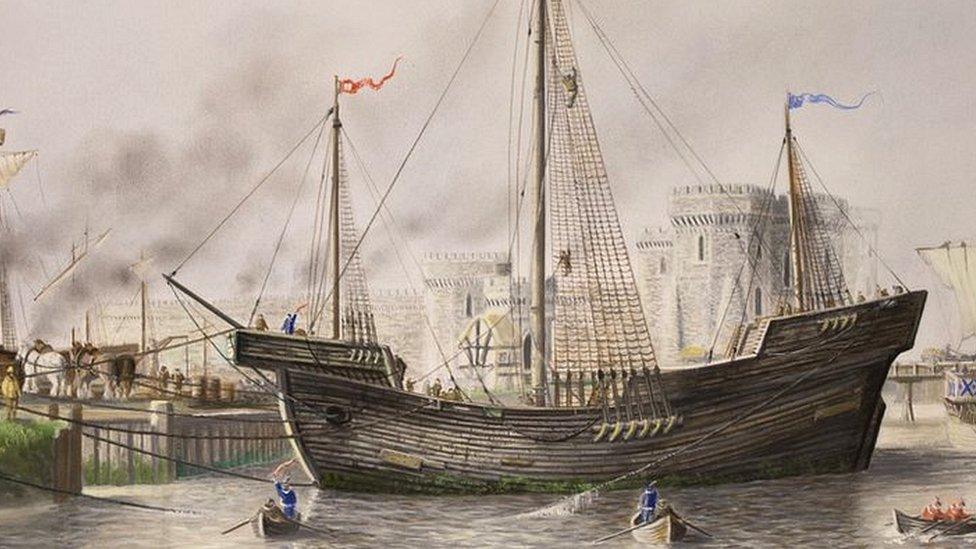 How the Newport Ship may have looked as it docked at Newport in the 15th Century