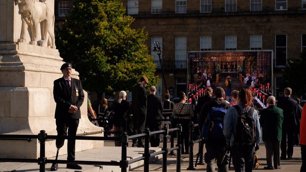 Veteran at the cenotaph in Newcastle