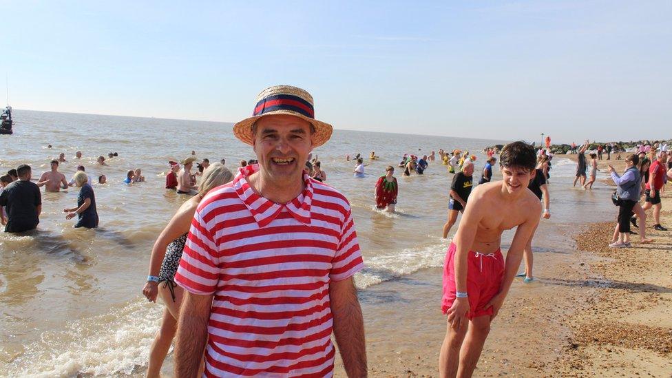 People taking part in the Felixstowe dip