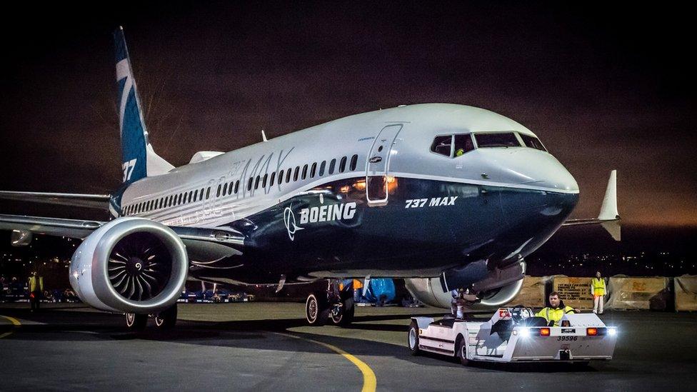 A Boeing 737 Max being towed