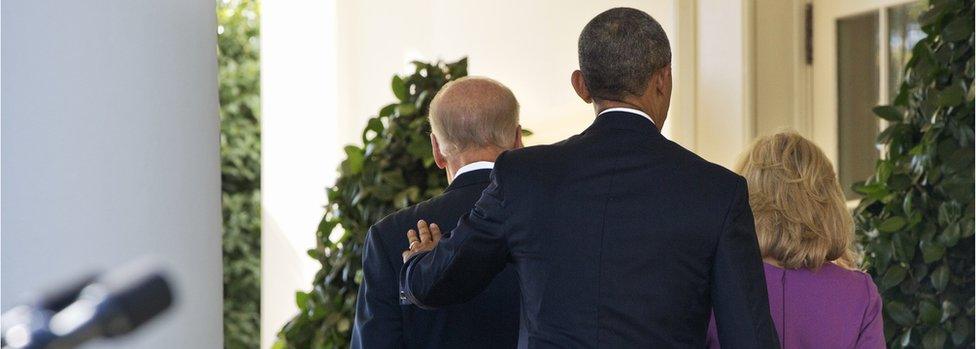 Joe Biden exits the Rose Garden