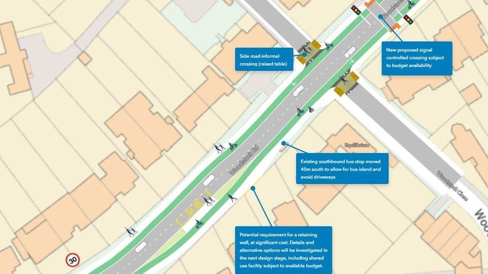 Woodstock Road cycle lane design