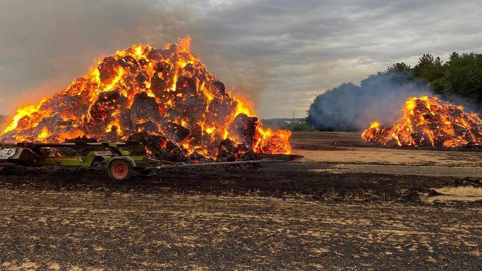 Fire in Sible Hedingham field