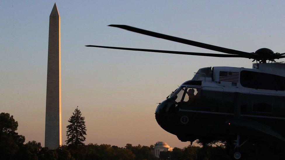 trump returns to south lawn