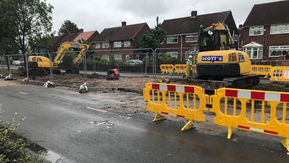 Burst water main site in Liverpool