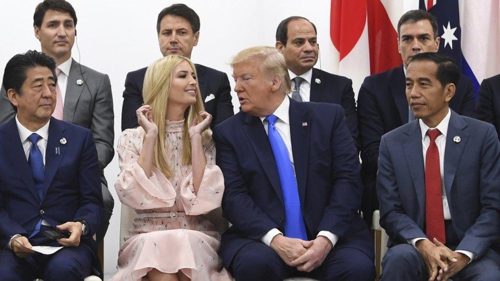 Trump and his daughter at a 2019 G20 summit in Osaka