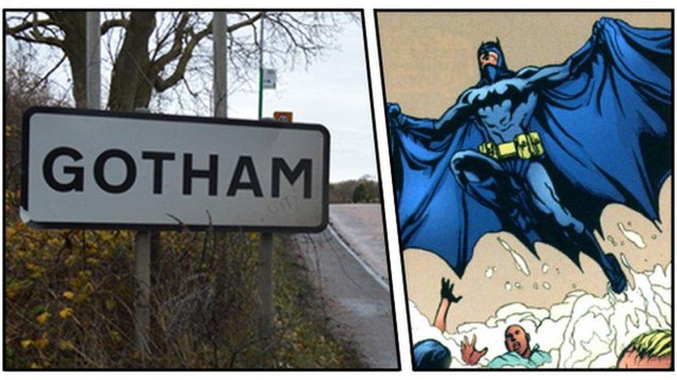 Gotham sign and Batman