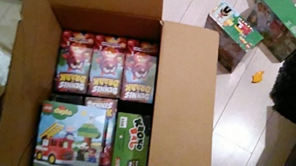 Seized Lego Duplo boxes that concealed drugs