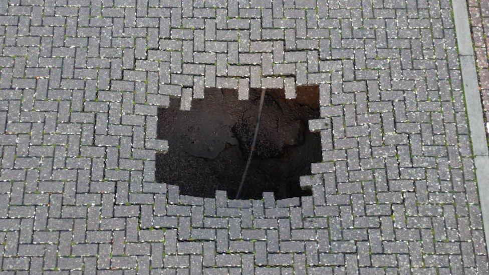 sinkhole in ground