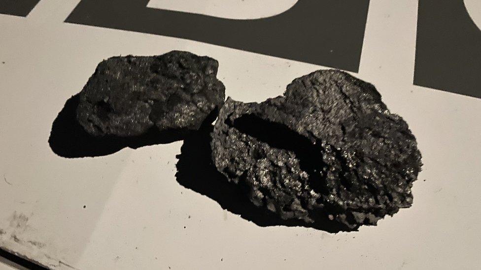 Clumps of plastic