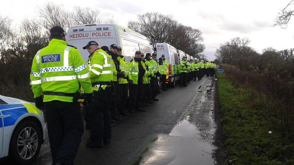 Police at the camp