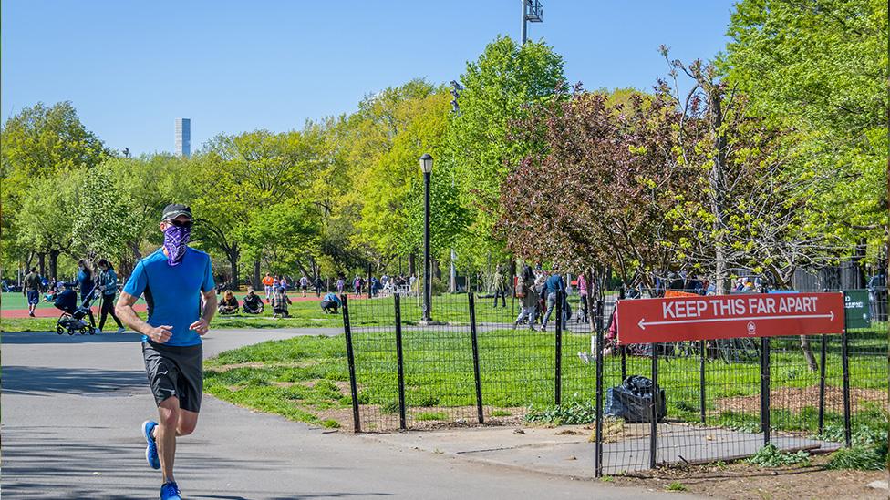 Runners in a park