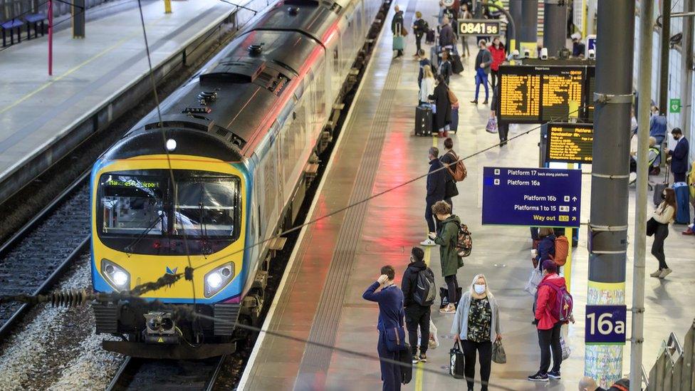 A train at Leeds station