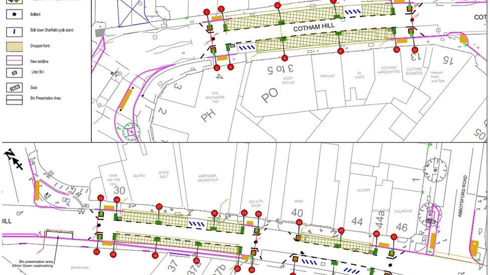 Map of plans for pedestrianisation of Cotham Hill