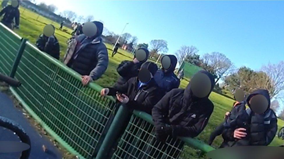 Gang of youths in a Merseyside park