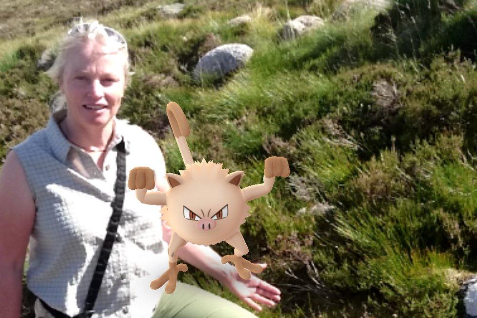 Heather Morning and Pokémon Go creature in Cairngorms