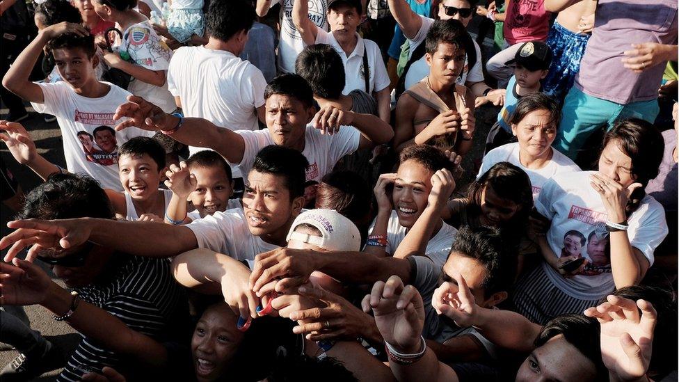 Filipinos at a Duterte rally in Manila