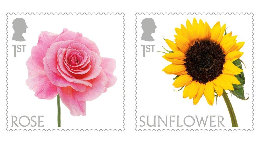 rose and sunflower stamps