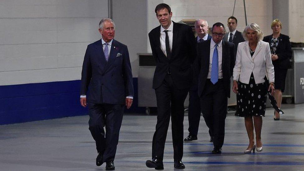 The Prince of Wales and the Duchess of Cornwall tour the Manchester Arena as part of a visit to Manchester