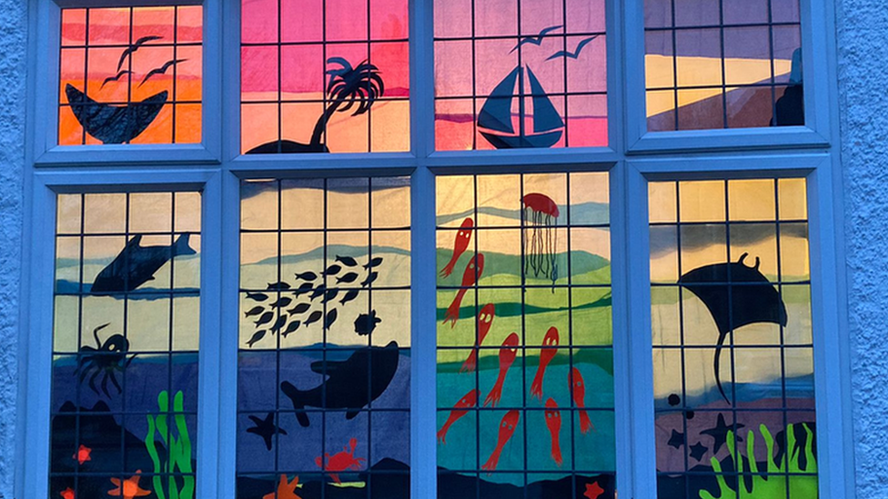 Nature-themed window art