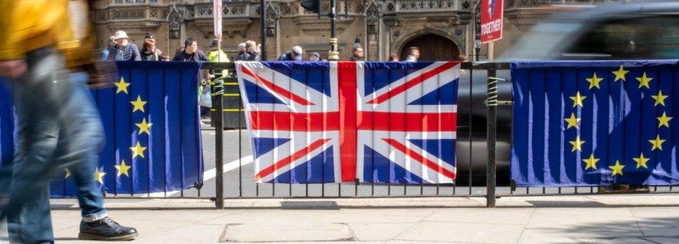 Flags outside parliament